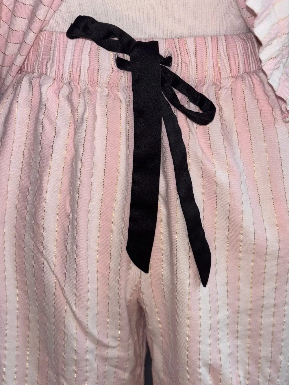Victoria's Secret Pale Pink Pajama Set with Black Piping